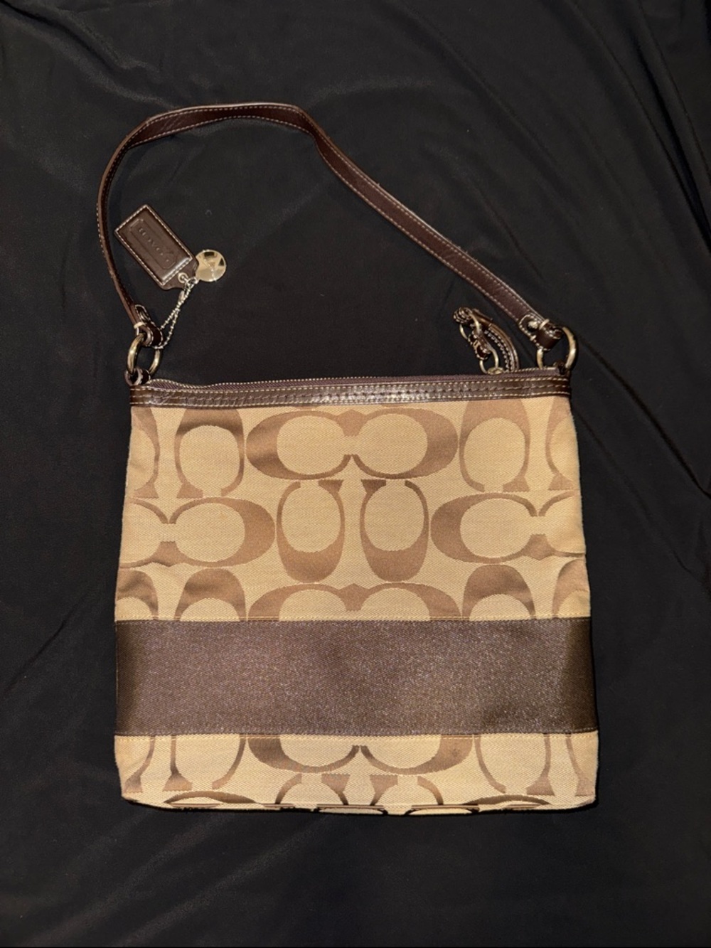 Coach Brown Signature Jacquard Shoulder Bag